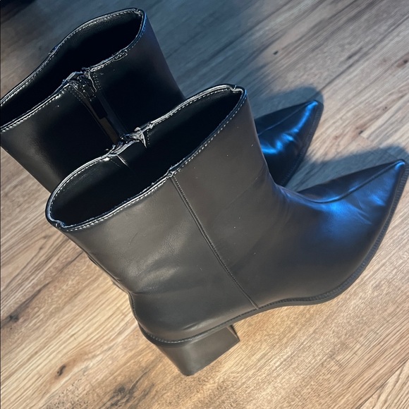 EUC Zara Black Wide Heeled Booties - Picture 6 of 9